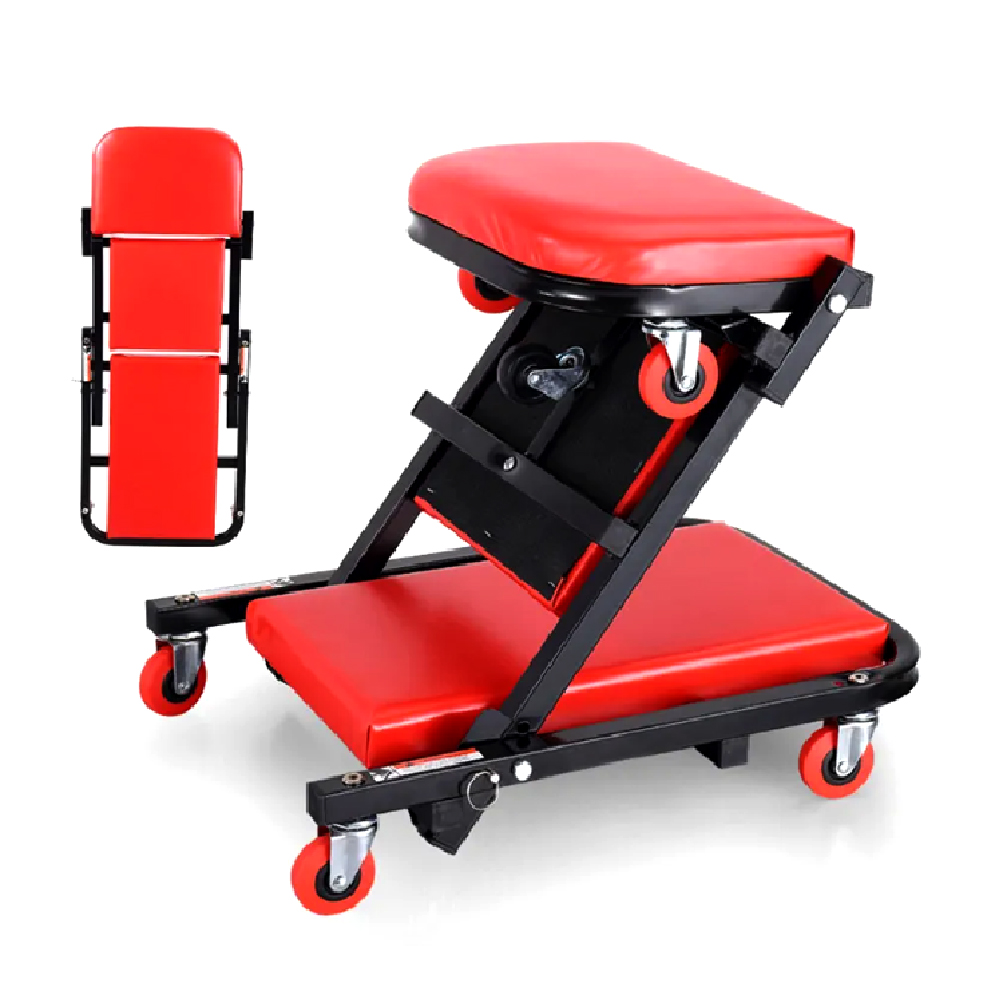 Garage Creeper Roller - Sgabello da Meccanico 2-in-1 con Sedile,
